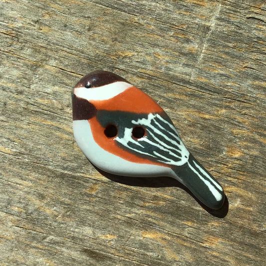 Ceramic Perching Songbird Button *NEW SPECIES! 1/2” x 1-1/8"
