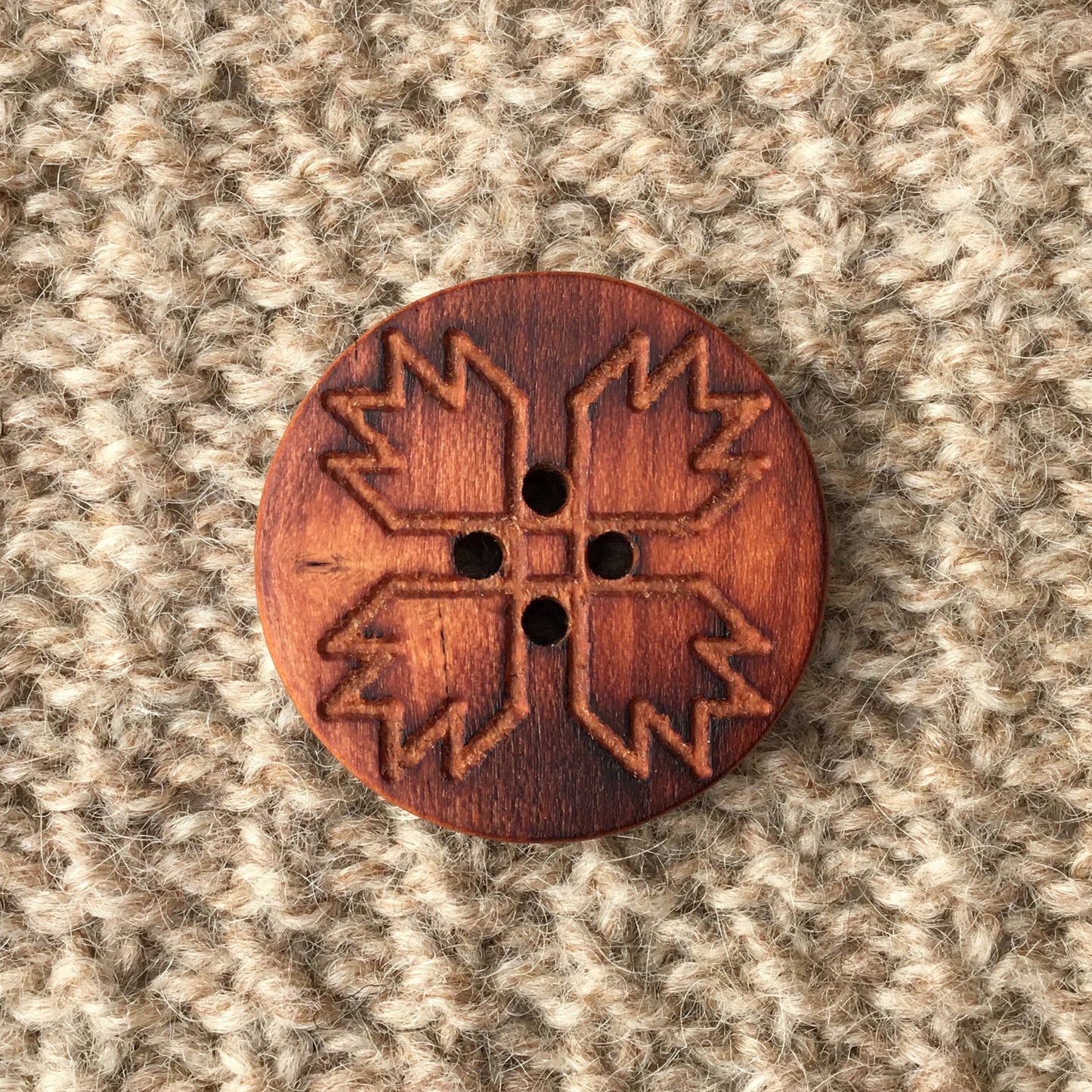 Wooden Quilt Button on Cherry 1-1/2”