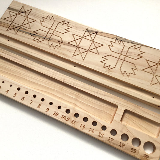 The Original Knitter’s Shelf - Ambrosia Maple with Ohio Star & Bear Paw