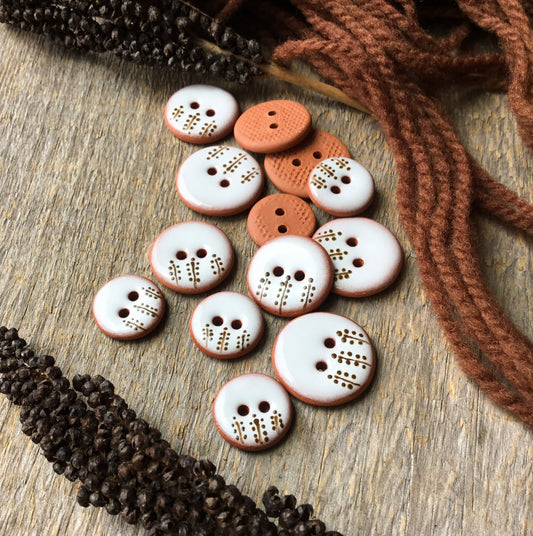 “Onoclea” Ceramic Earthenware Button - 3 sizes