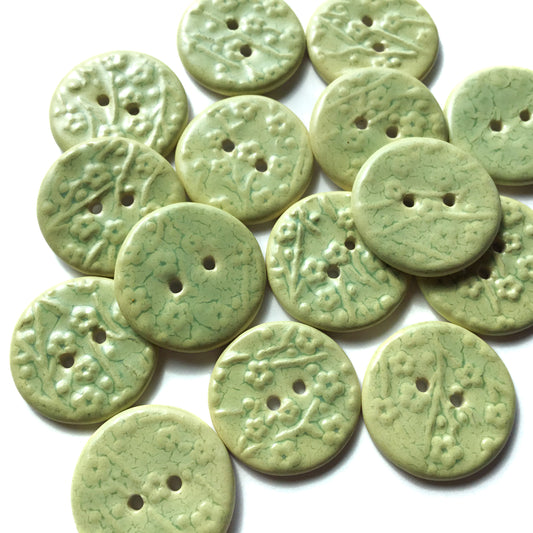 'Frosted Melon' Plum Blossom Porcelain Button 1"