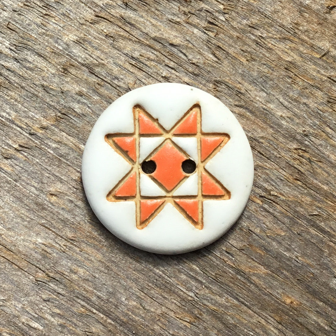 Ohio Star Quilt Block Stoneware Button ‘Solid Mattes’ 7/8”