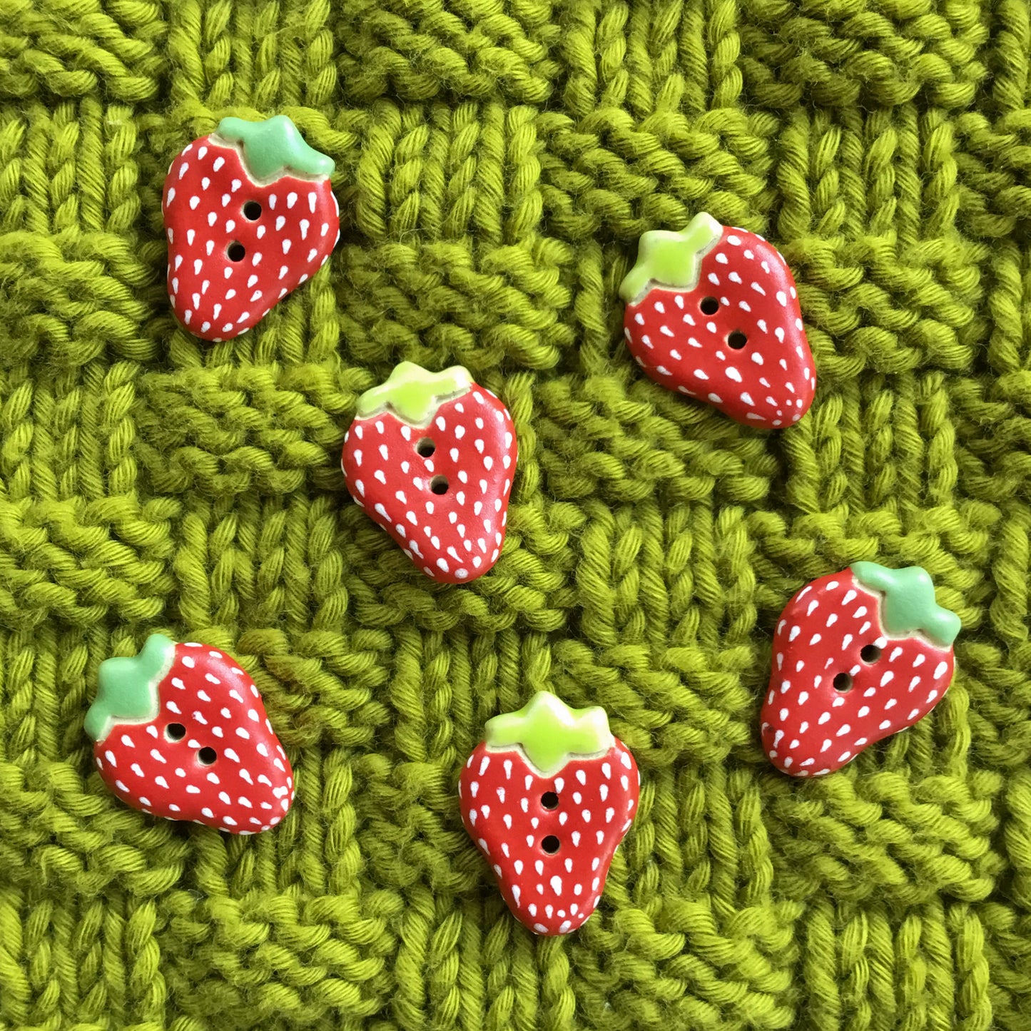 Stoneware Strawberry Button 11/16" x 7/8”