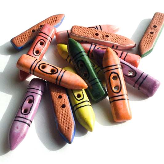 Colorful Crayons Earthenware Buttons 5/16" x 1-3/8"