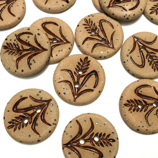 Dark Amber Wheat Stoneware Button 7/8"