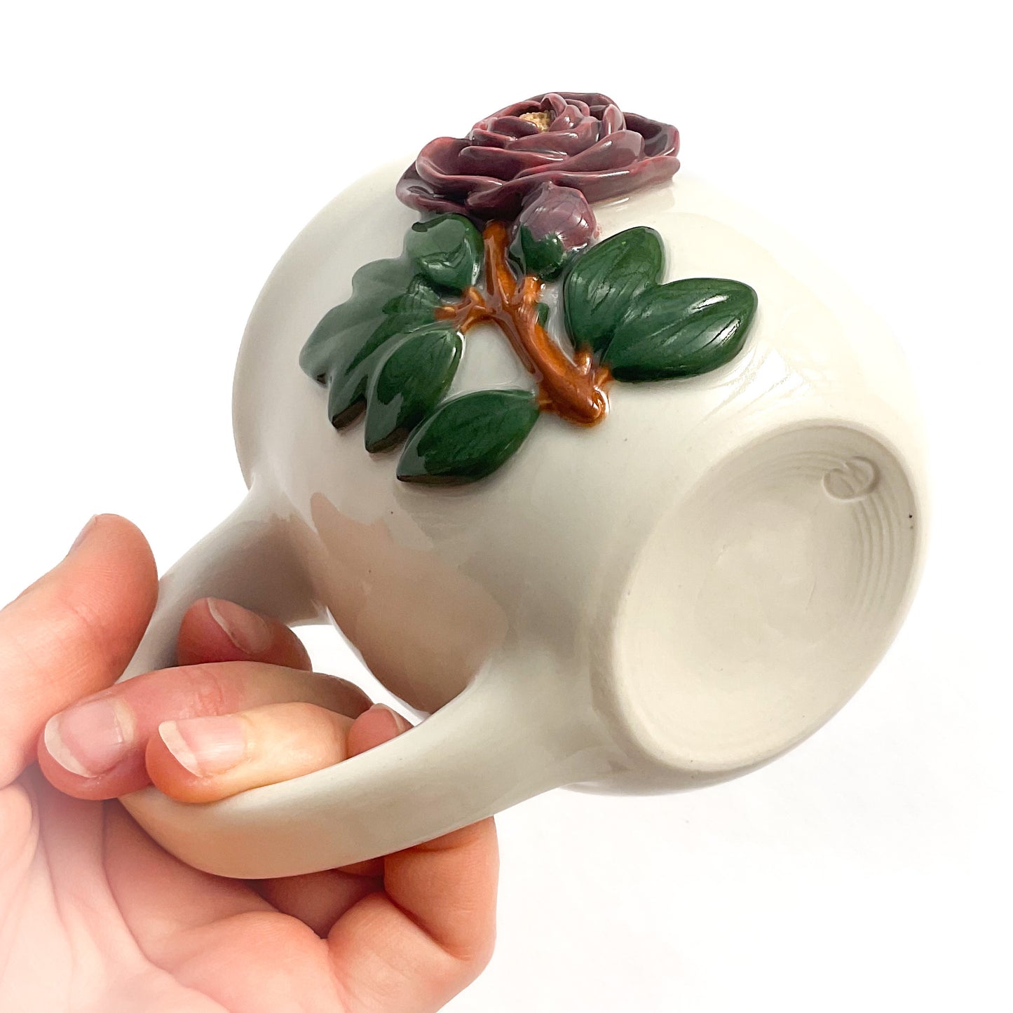 Peony Hand Sculpted Porcelain Mug 12 oz