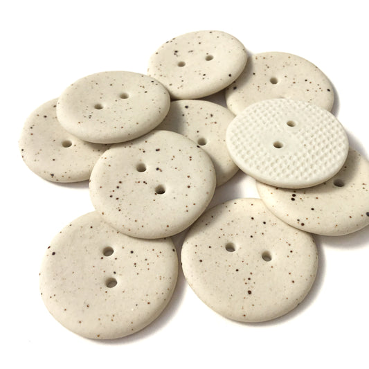 'Metallic Fleck' Light Cream Porcelain Button 1"