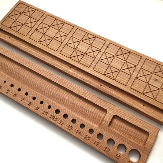 The Original Knitter’s Shelf - Red Oak with Ohio Star