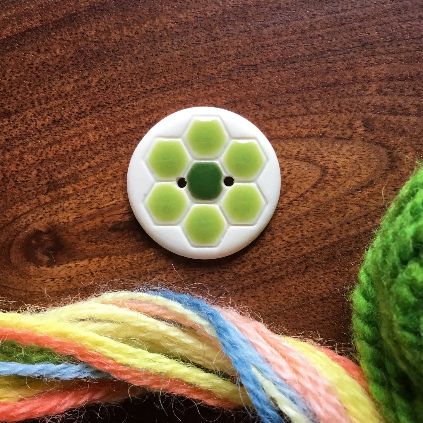 ‘Grandma’s Flower Garden’ Porcelain Quilt Block Button