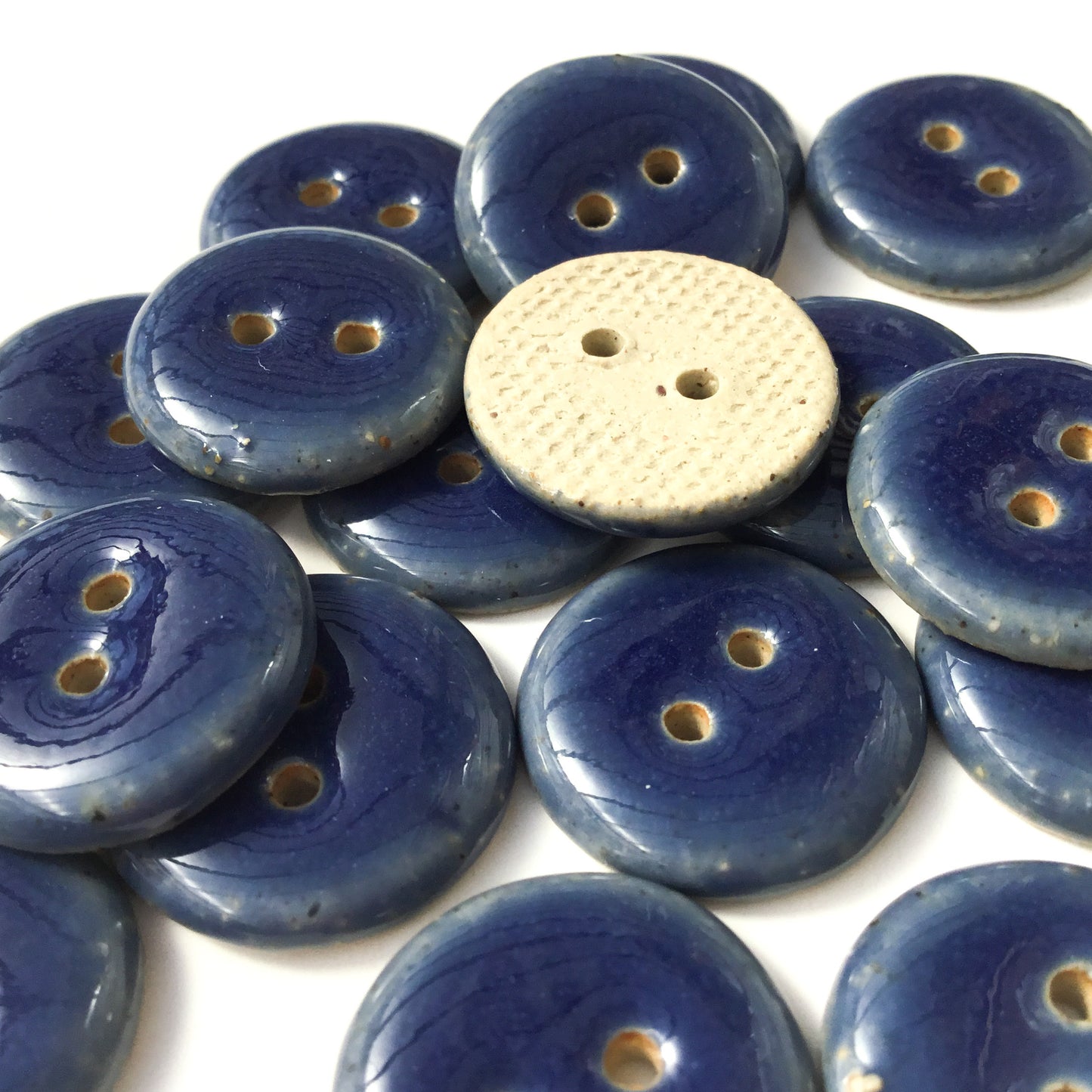 Navy Blue Stoneware Button 3/4"