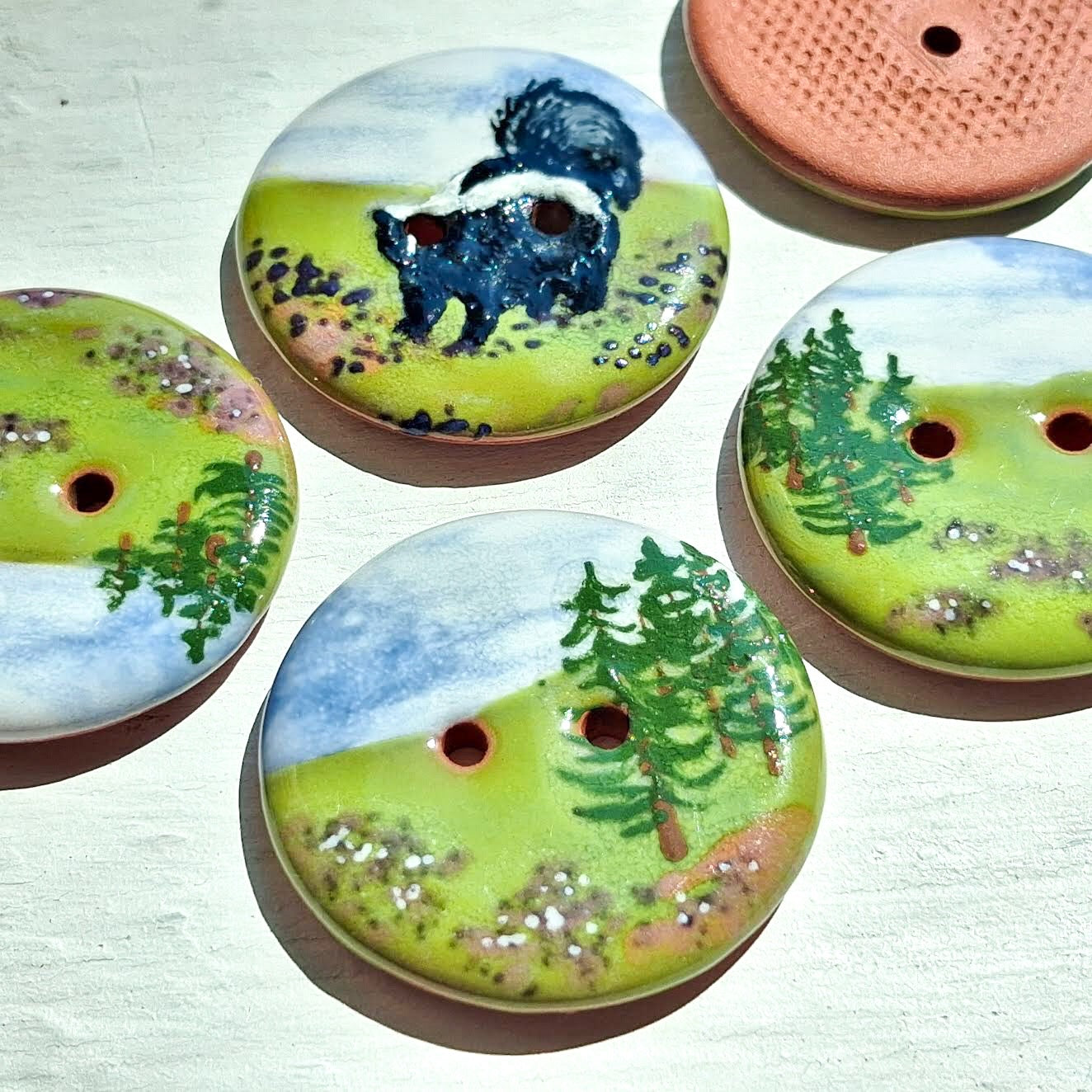 ‘Skunk by the Open Woods’ 1-1/16” one-of-a-kind 5-pack