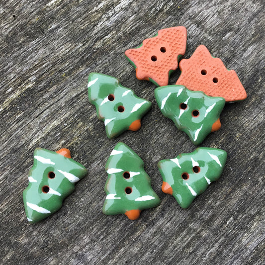 'Snowy Pines' Earthenware Button 5/8" x 7/8”