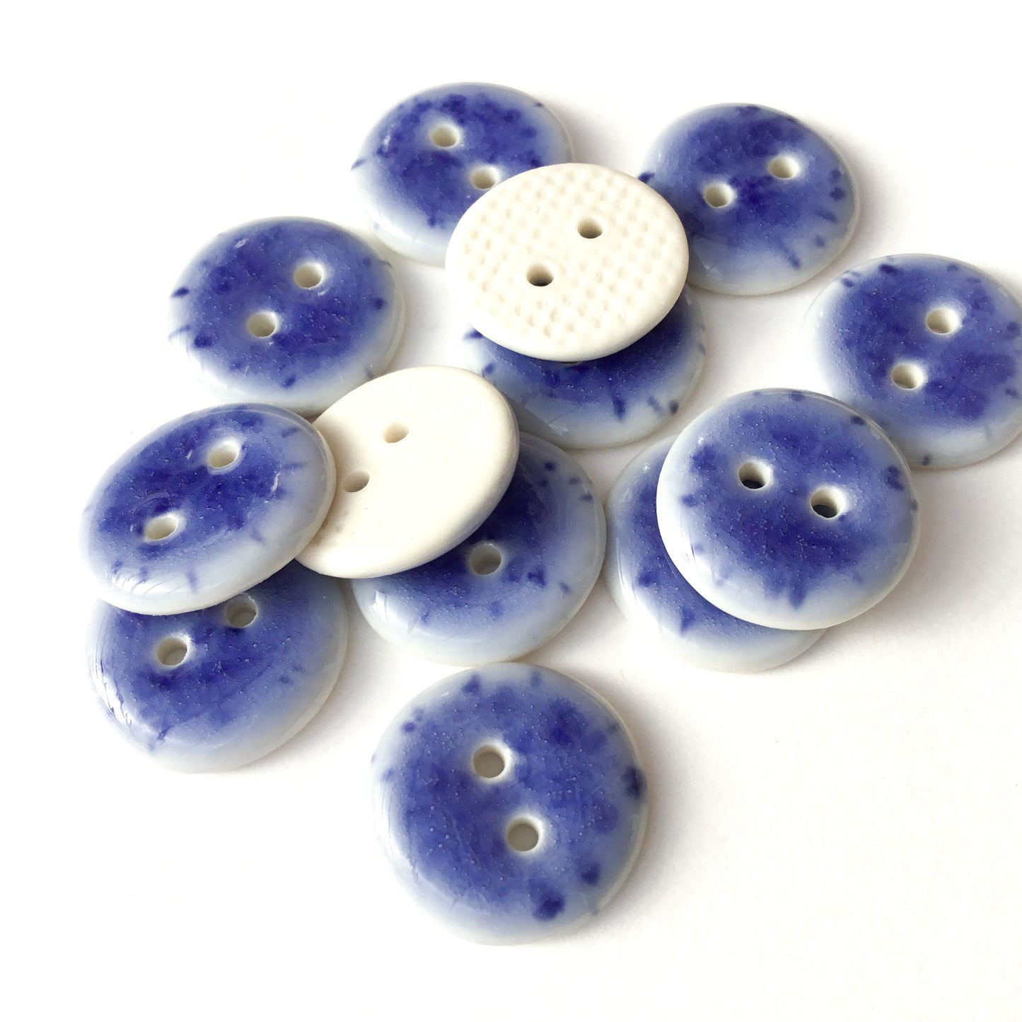 Speckled Indigo Blue Porcelain Buttons 11/16”