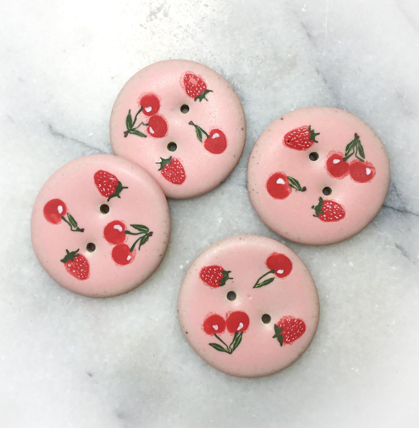 ‘Fruit Salad’ Stoneware Fruit Buttons 1-3/8”