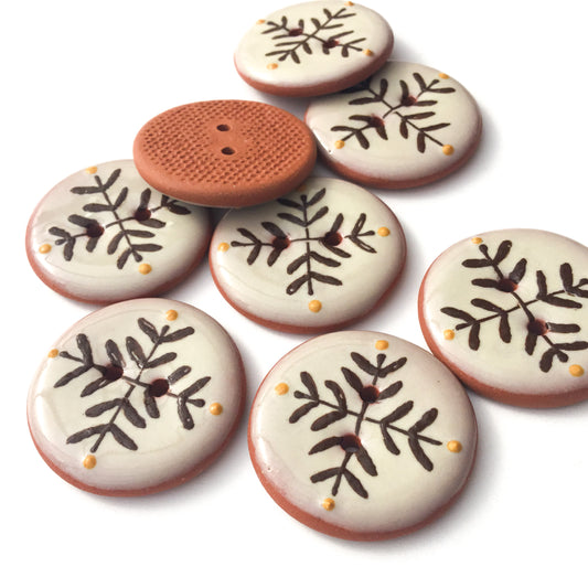 ‘Woodsy’ Bud & Vine Ceramic Button 1-1/16"