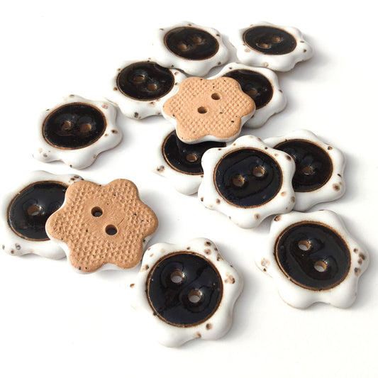 ‘Floral Darlings' Stoneware Button - Black & White 7/8"