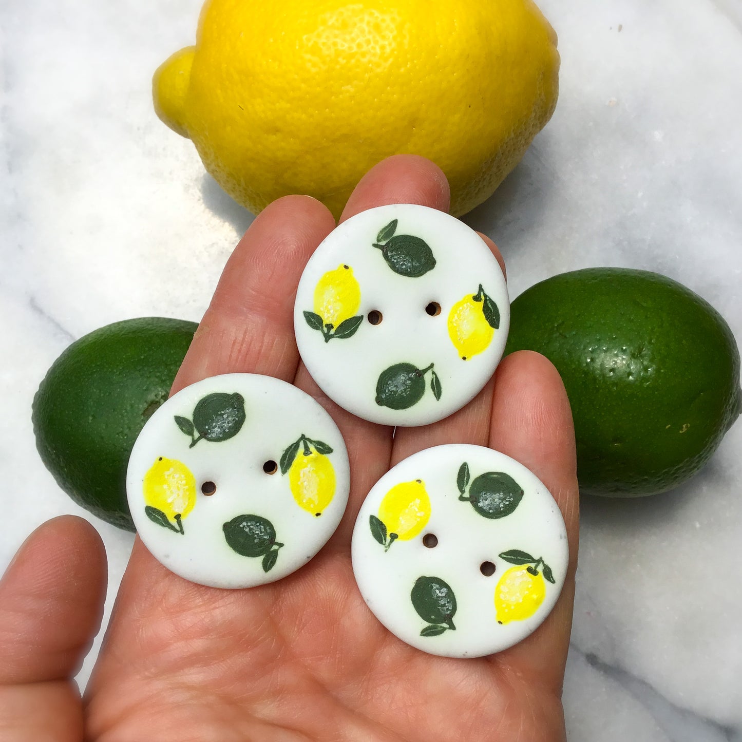 ‘Fruit Salad’ Stoneware Fruit Buttons 1-3/8”