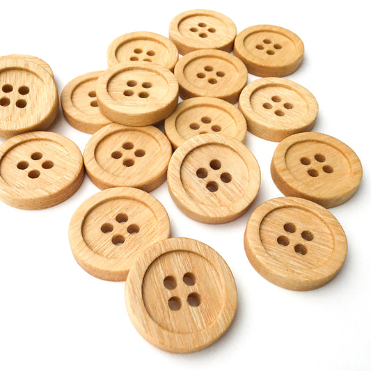 Four Hole Inset Button - Ash Wood 1"