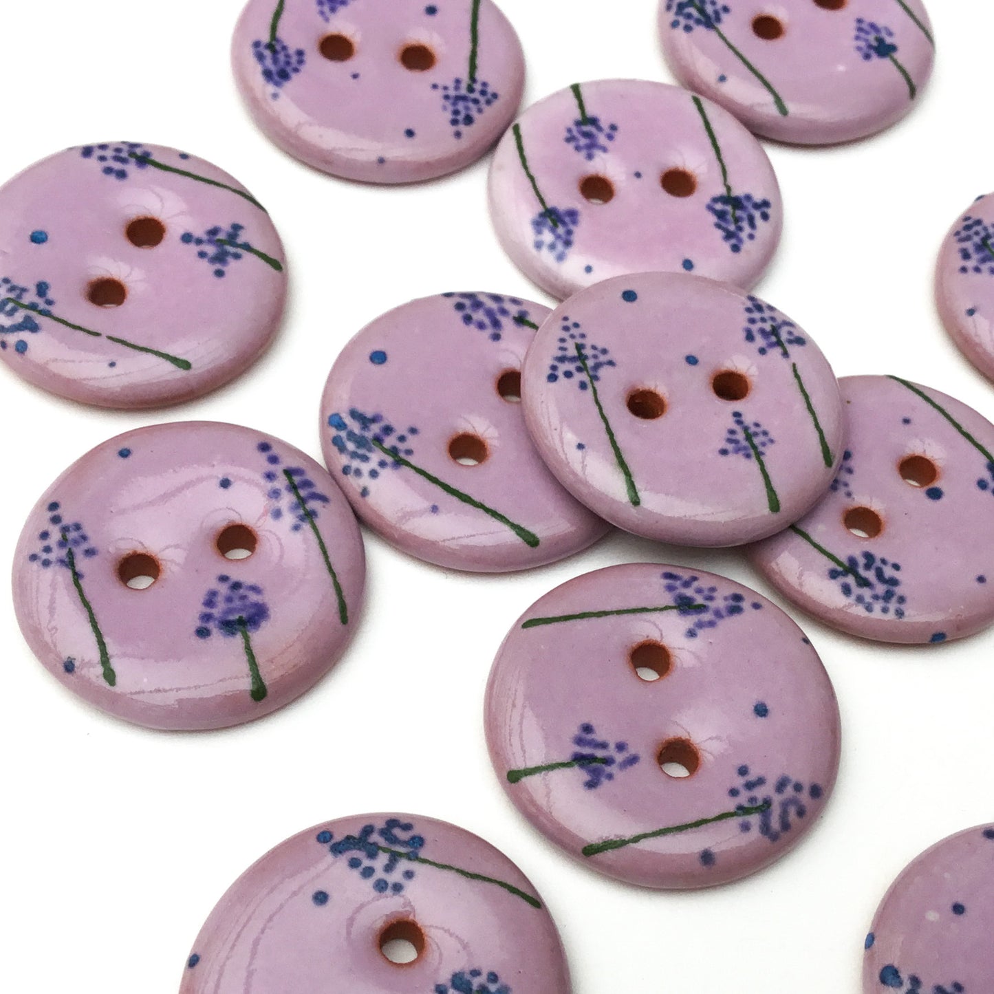 'Elsie Blue' Purple Ceramic Button 3/4"