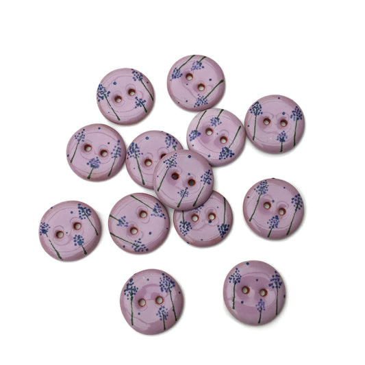 'Elsie Blue' Purple Ceramic Button 3/4"