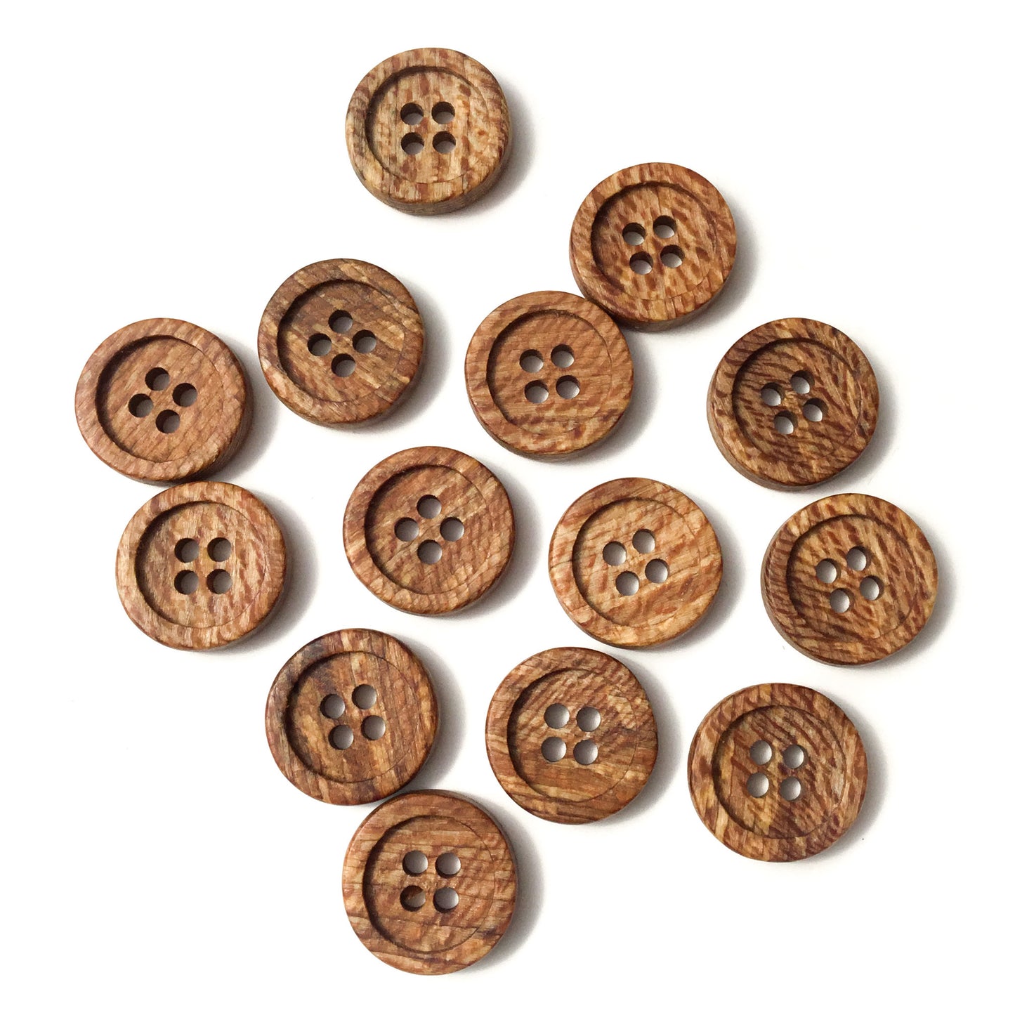 Four Hole Inset Button - 'Cinnamon & Cream' Sycamore Wood 7/8"