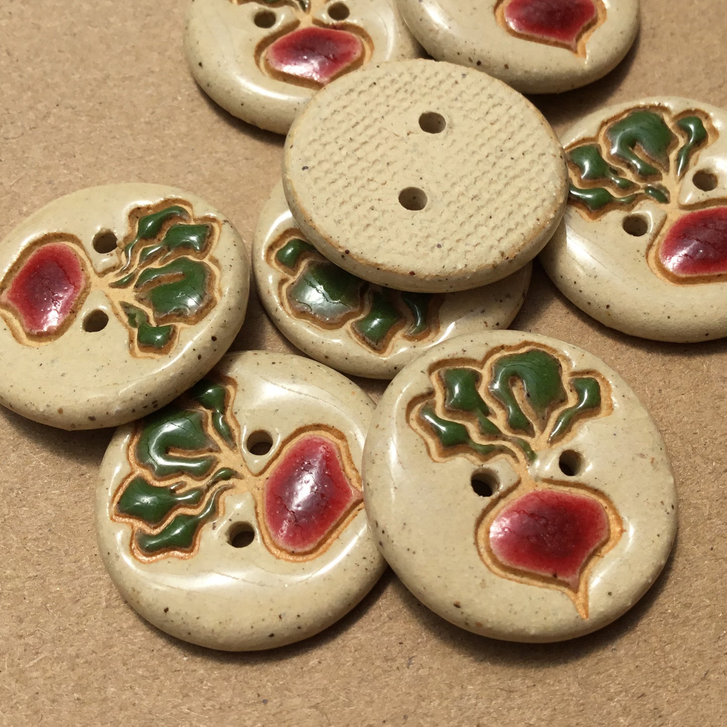 Natural Garden Beet Stoneware Button 7/8