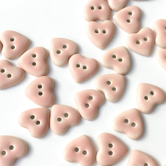 Matte Pink Porcelain Heart Buttons 9/16"