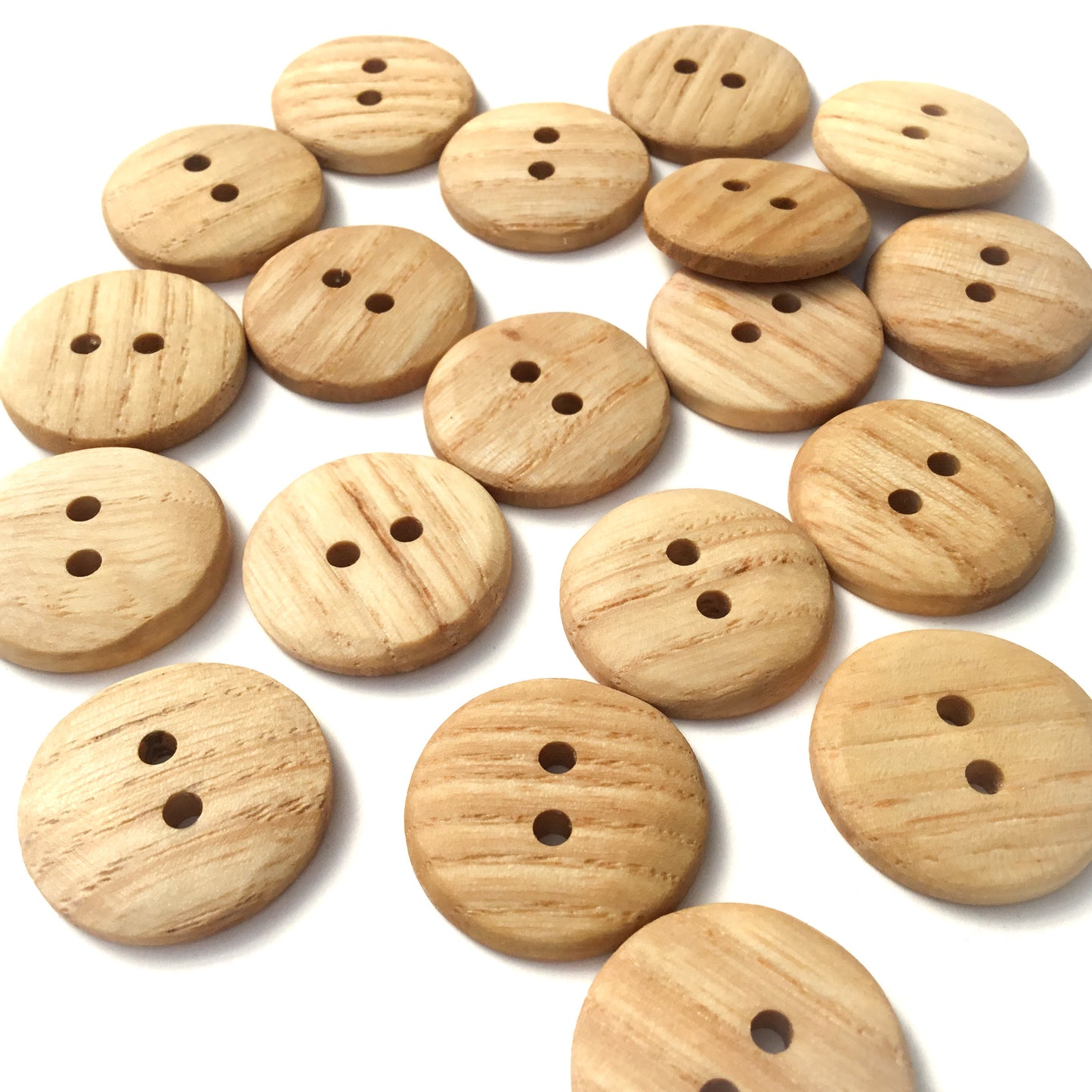 Textured Bright Ash Wood Button 1"