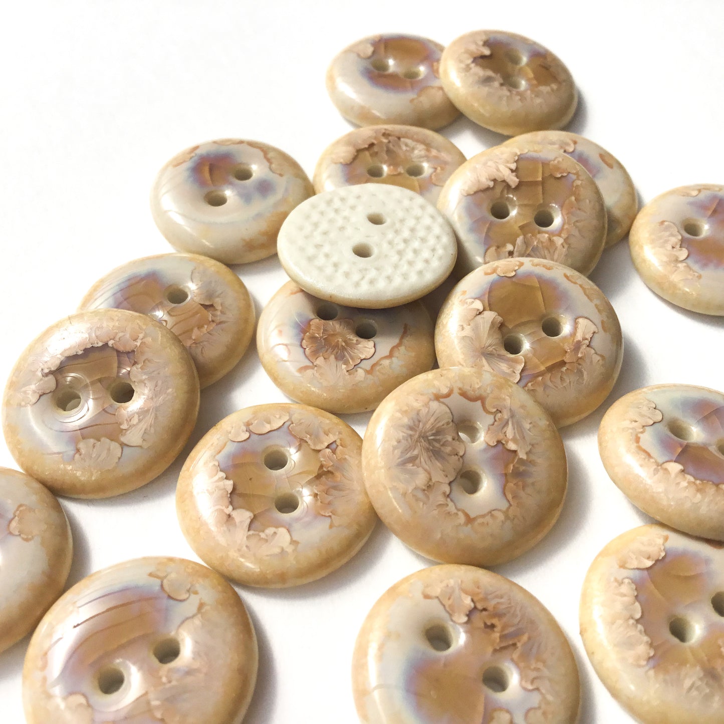 Rose Gold Crystalline Porcelain Button 5/8"