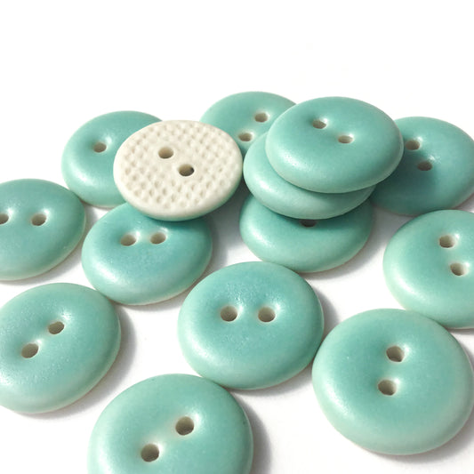 Matte Seafoam Blue Porcelain Button 5/8"