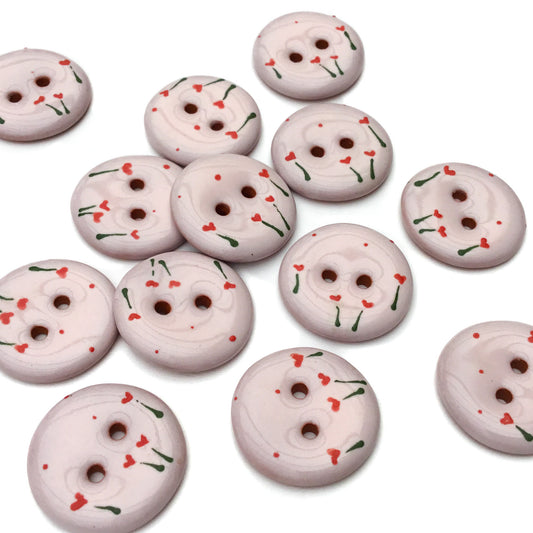 'Field of Hearts' Ceramic Button 3/4"