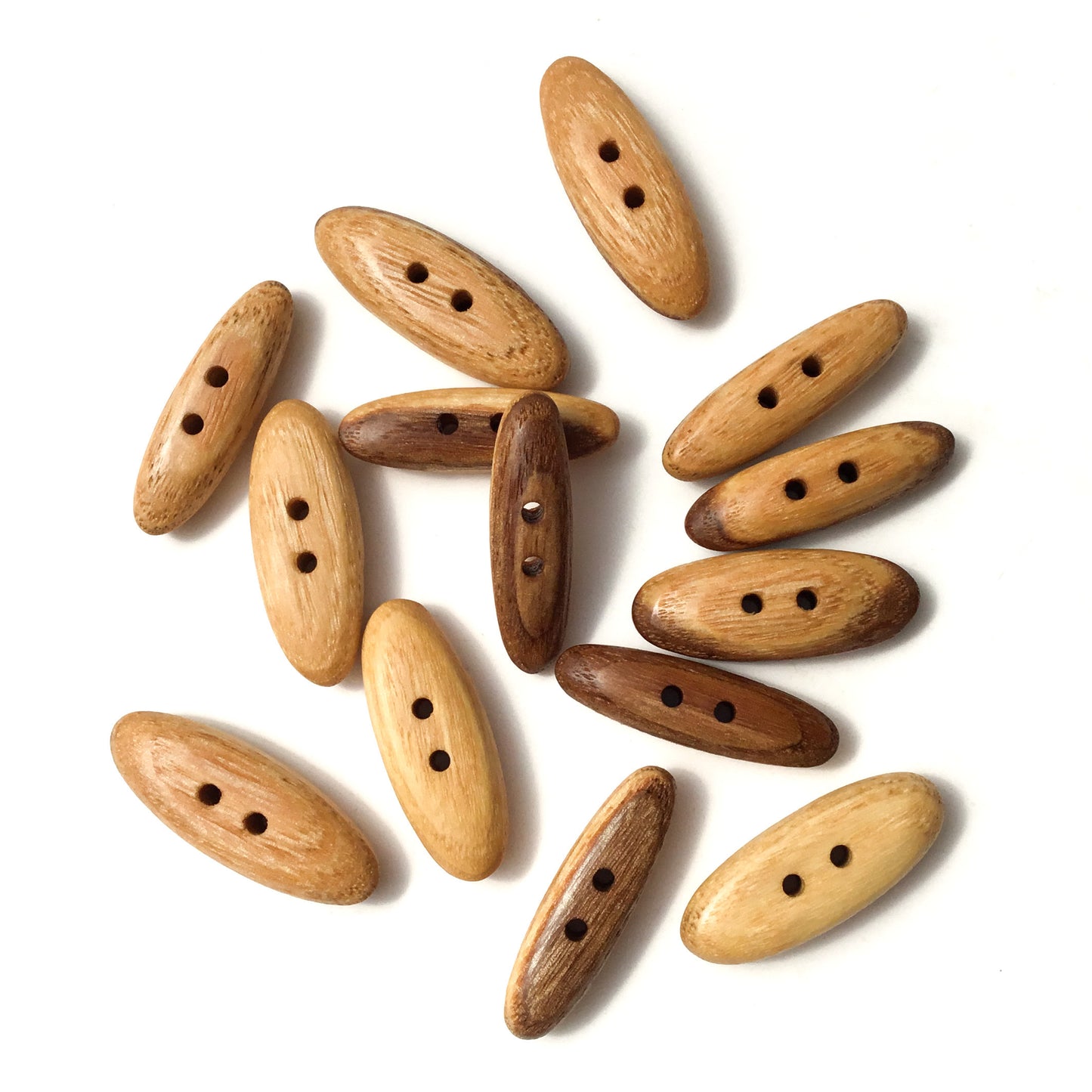 Polished Ash Wood Toggle Buttons - two sizes