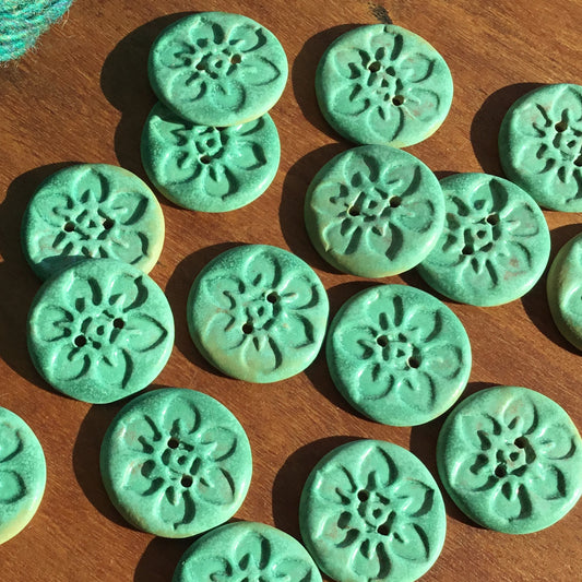 'Blooms' Satin Patina Porcelain Button 7/8”