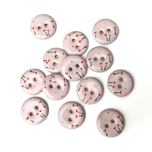 'Field of Hearts' Ceramic Button 3/4"