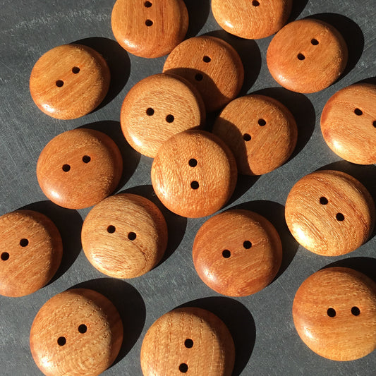 Polished Honey Locust Wood Buttons 1"