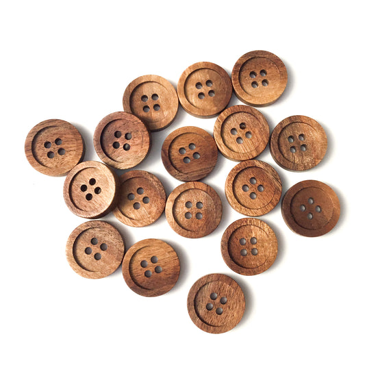 Four Hole Inset Button - 'Rosy' Black Walnut Wood 1"