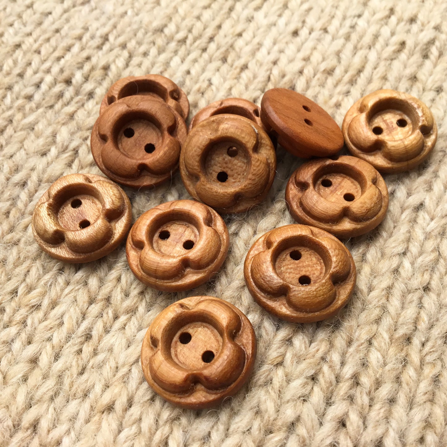 ‘Forest Flowers’ Cherry Wood Buttons 3/4”