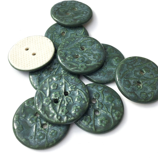 ‘Tourmaline’ Plum Blossom Porcelain Button 1"