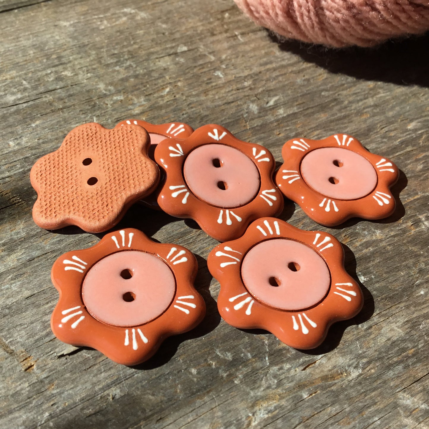 'Floral Darlings' Country Coral Button 1-1/8"