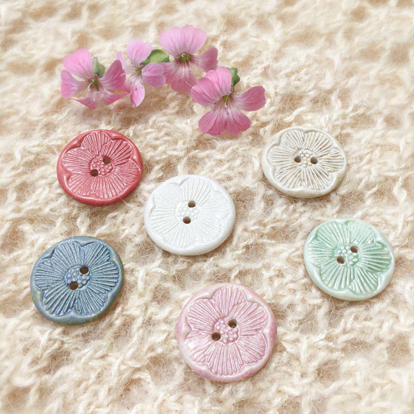 Wholesale 7/8" ‘Pressed Flowers’ Porcelain Bundles - Two 6-Packs