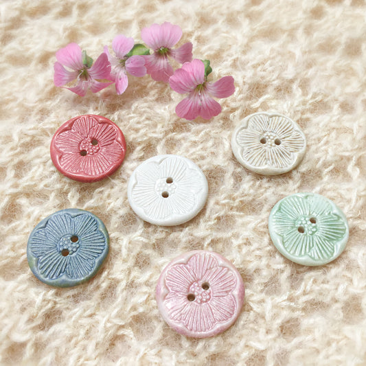 ‘Pressed Flowers’ Porcelain Button 7/8"