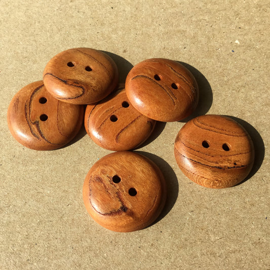 Mineral Streaked Polished Cherry Wood Buttons 1"