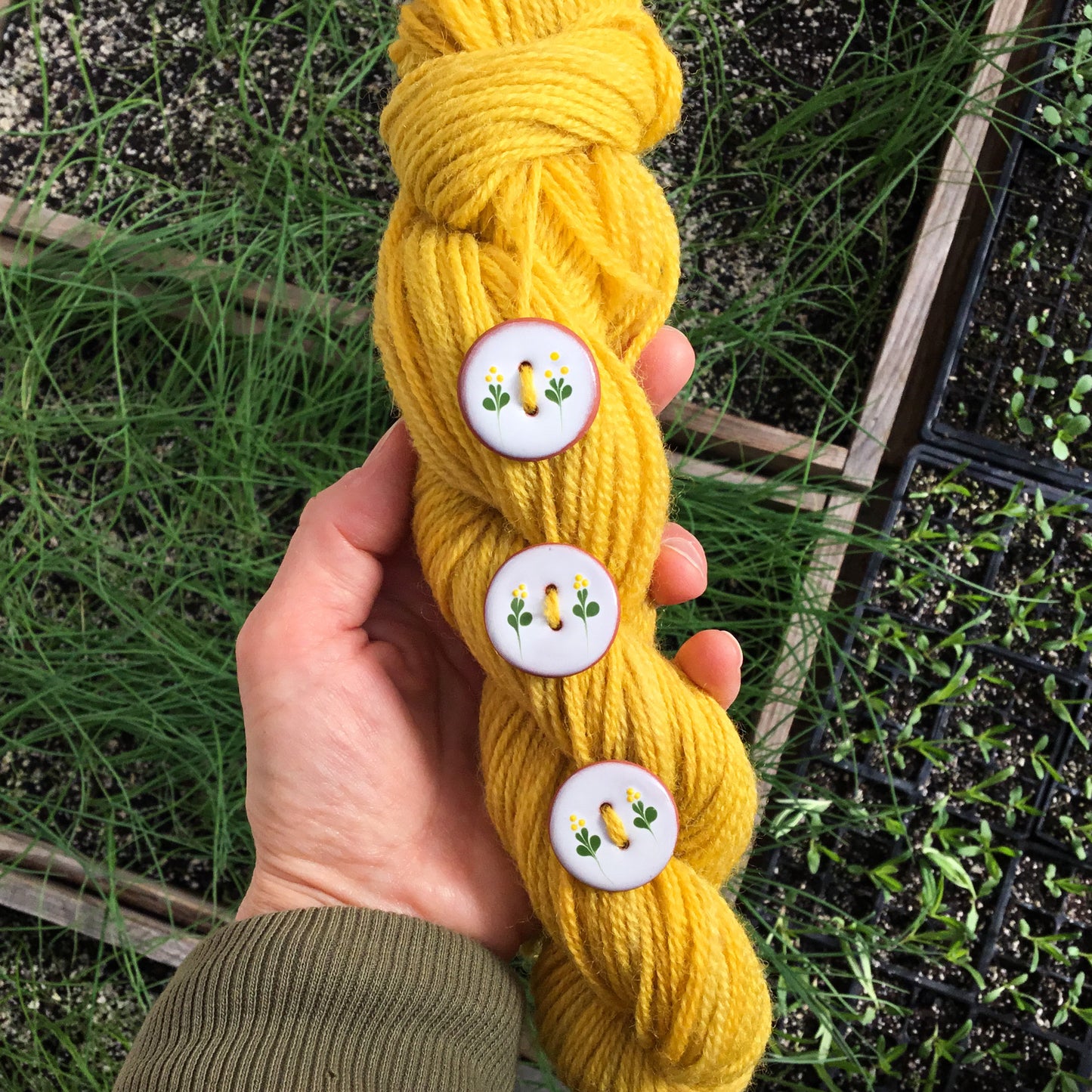 Yellow Sprig Ceramic Buttons 1-1/16”