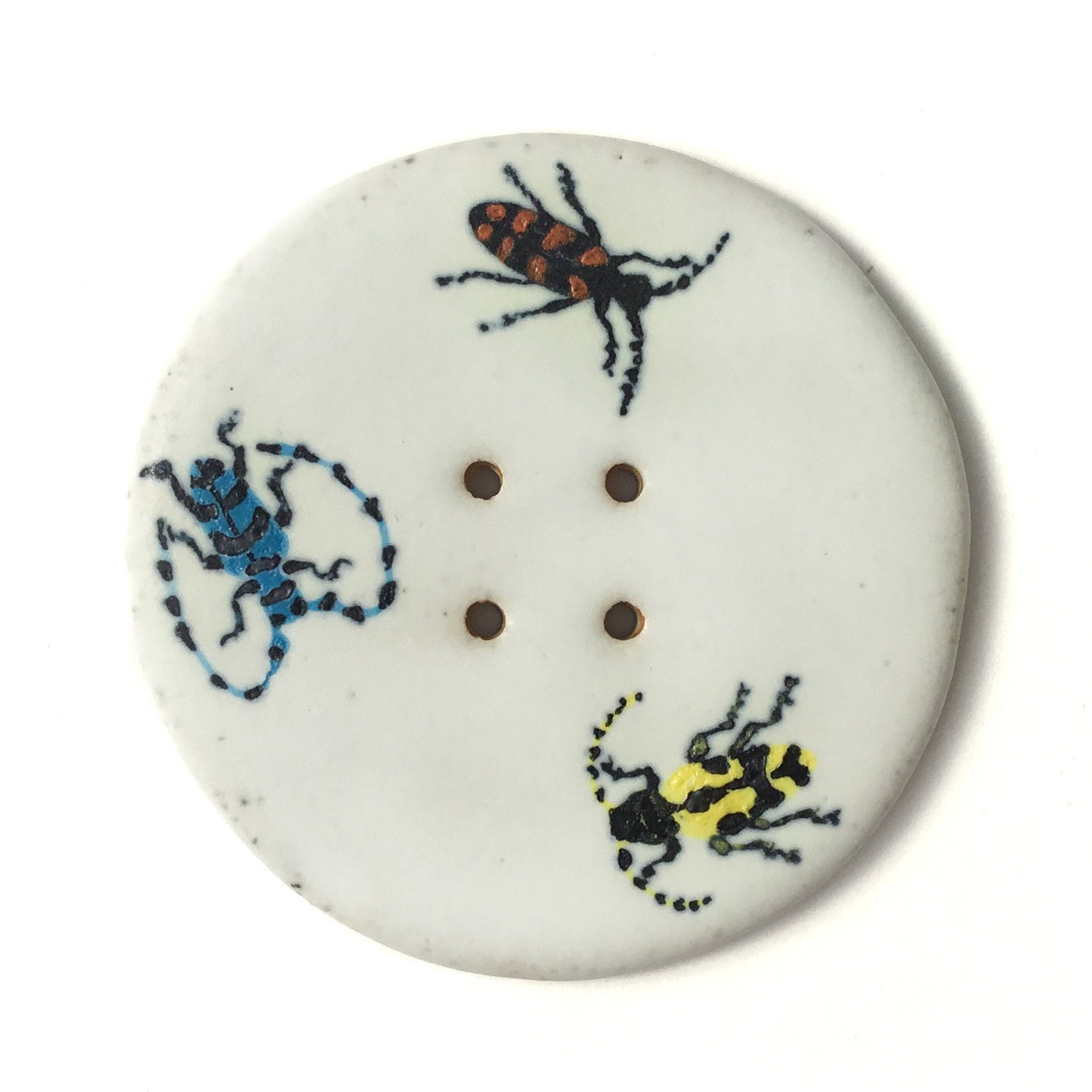 Jumbo Longhorn Beetle Stoneware Button 2"