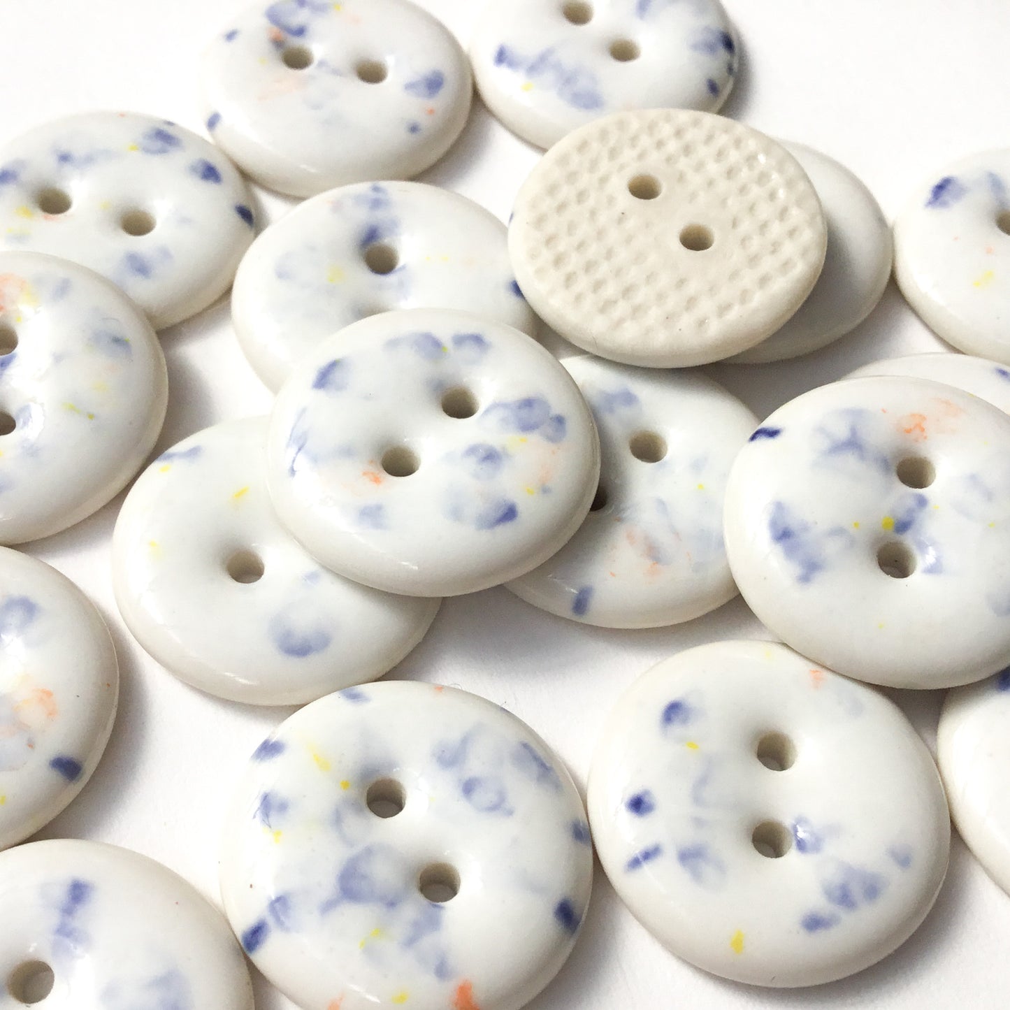 Speckled White Porcelain Buttons 11/16”