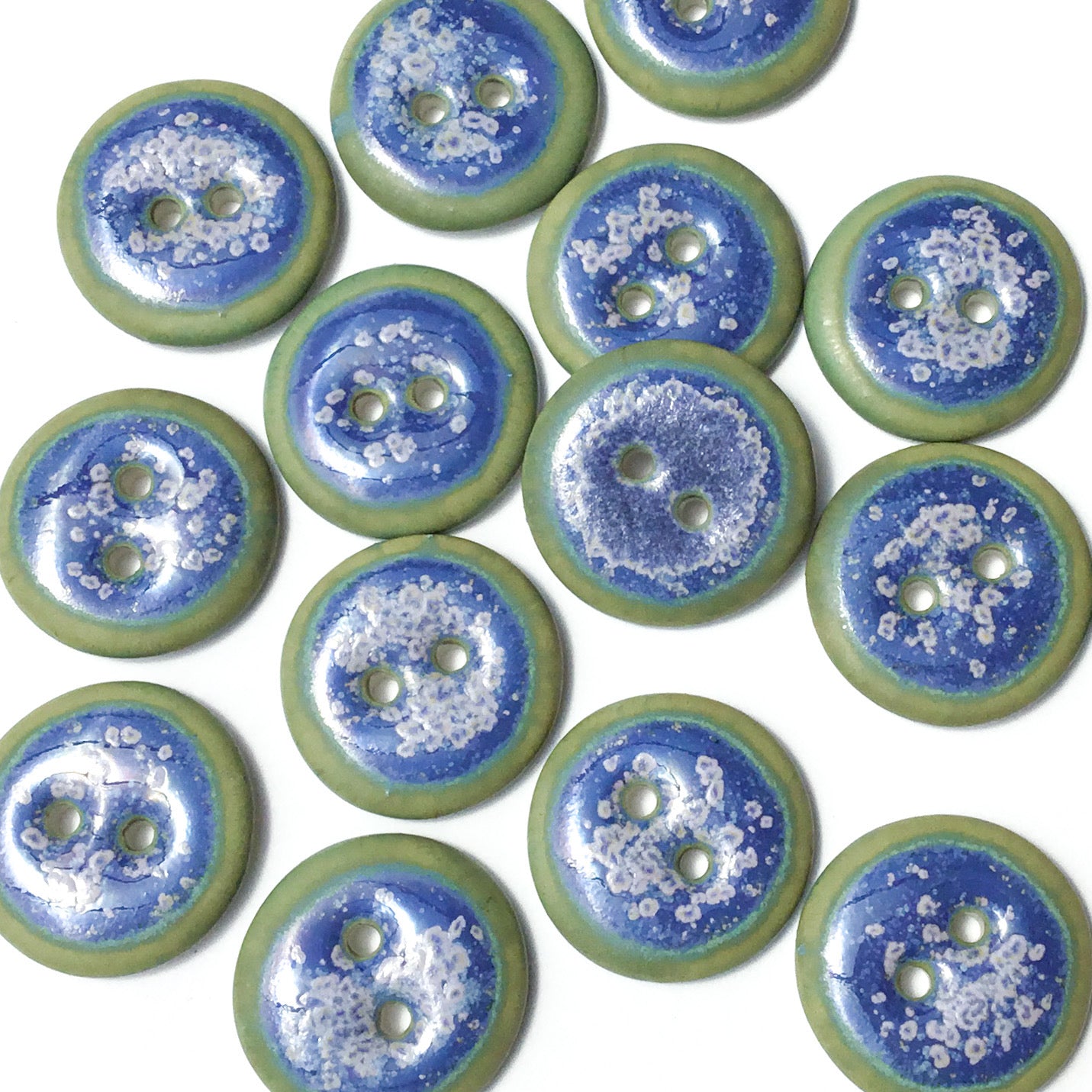 'Water Flowers' Porcelain Button 11/16" & 7/8"