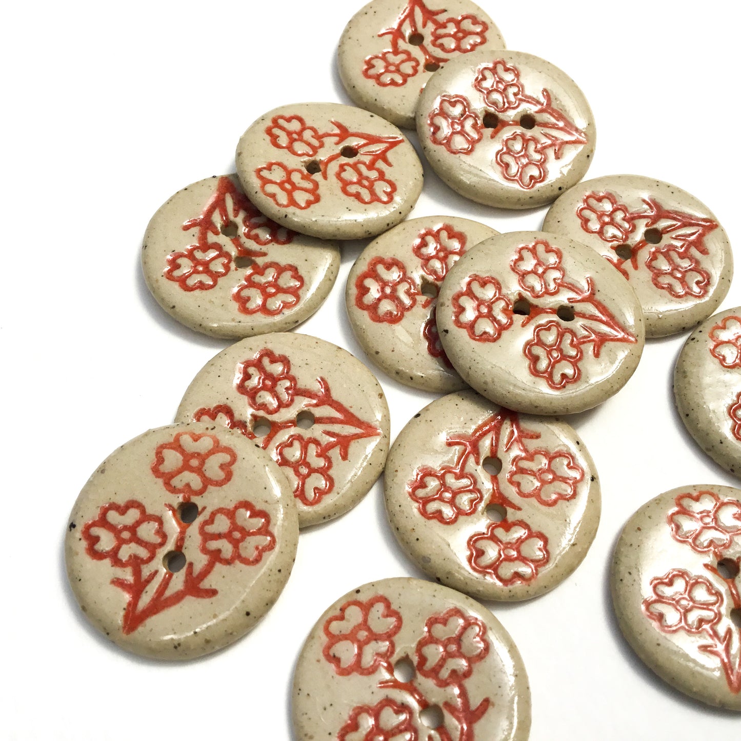 Spring Beauty Stoneware Button - Red 7/8"