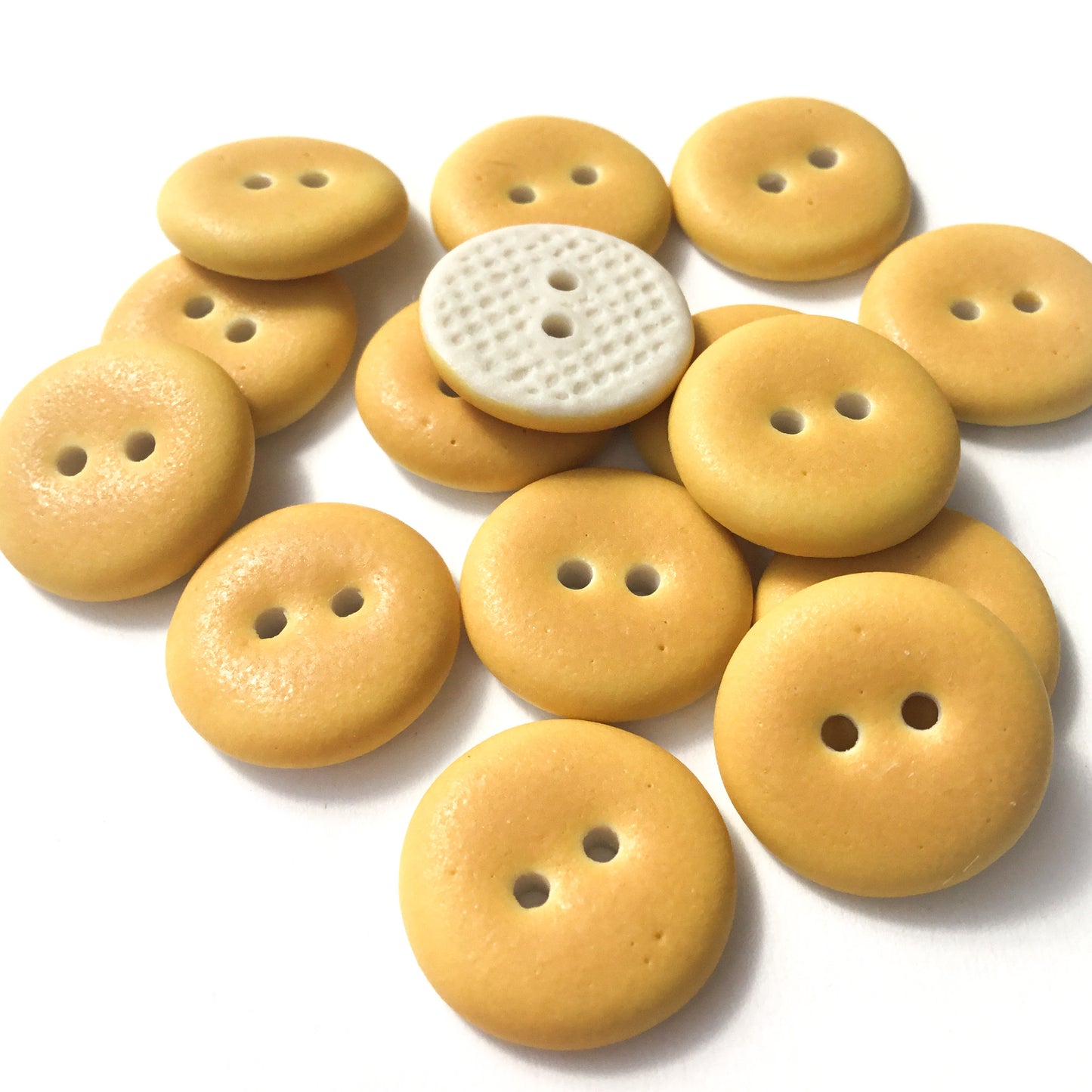 Matte Goldenrod Yellow Porcelain Button 5/8"