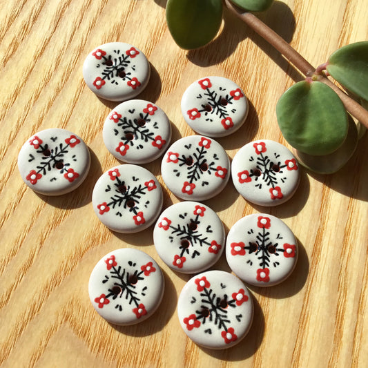 ‘Nordic Garden’ Ceramic Button 3/4"