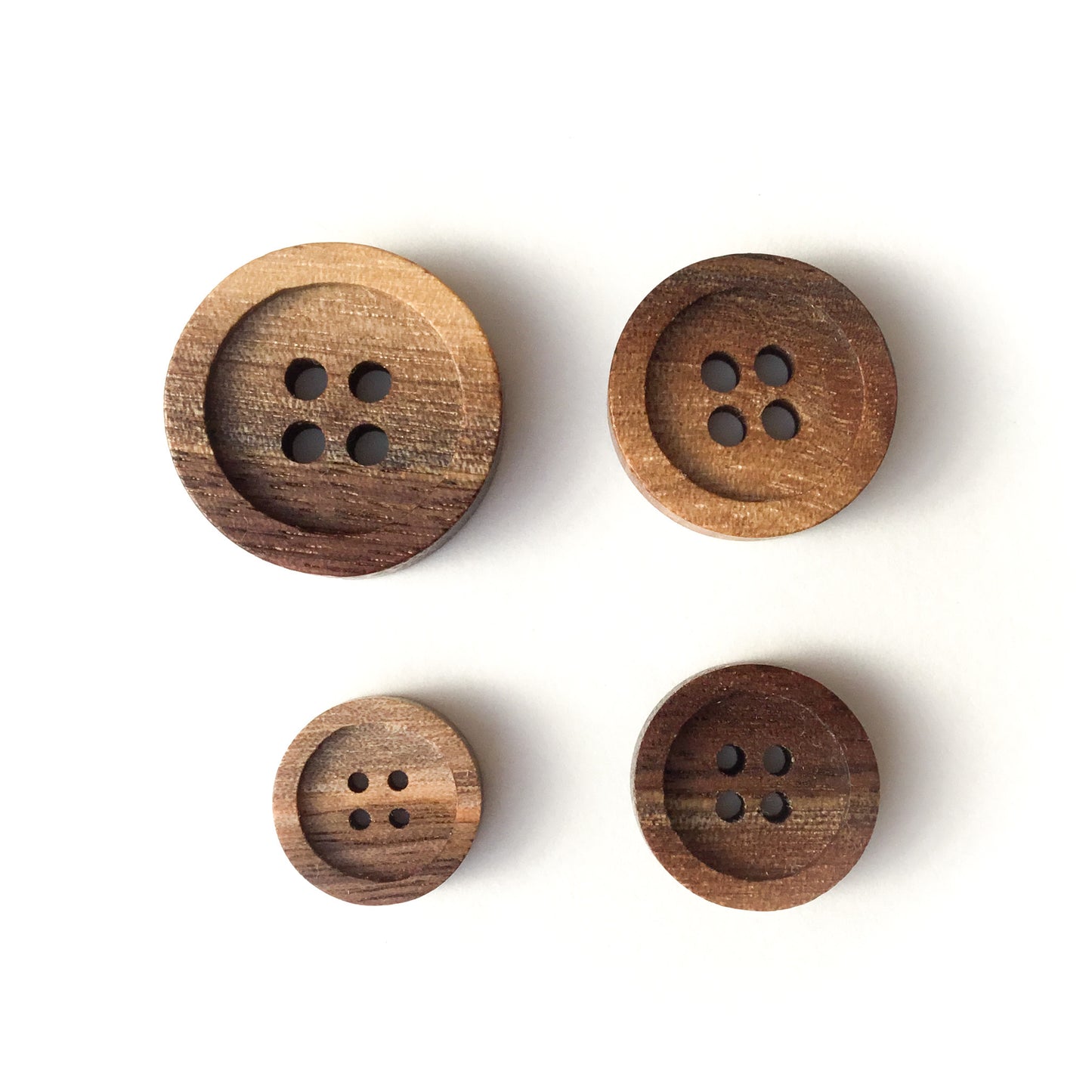 Four Hole Inset Button - Two-toned Black Walnut Wood - 4 sizes